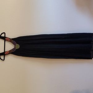 Anthropologie Ella Moss black beaded boho maxi dress Large Medium